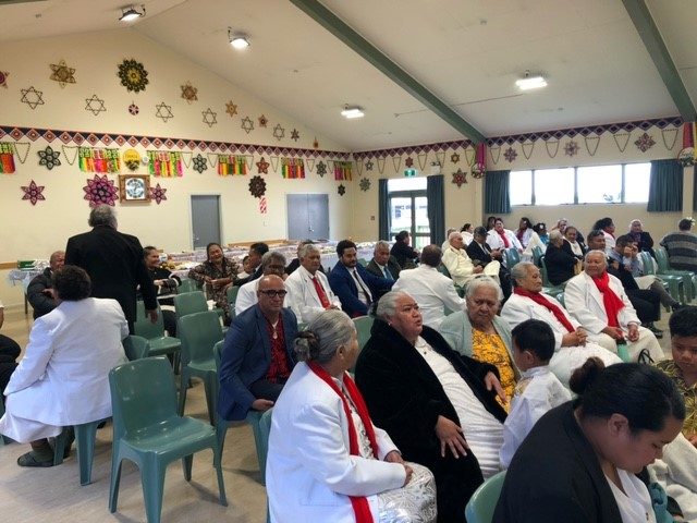 The community enjoys refreshments after the special Church service.